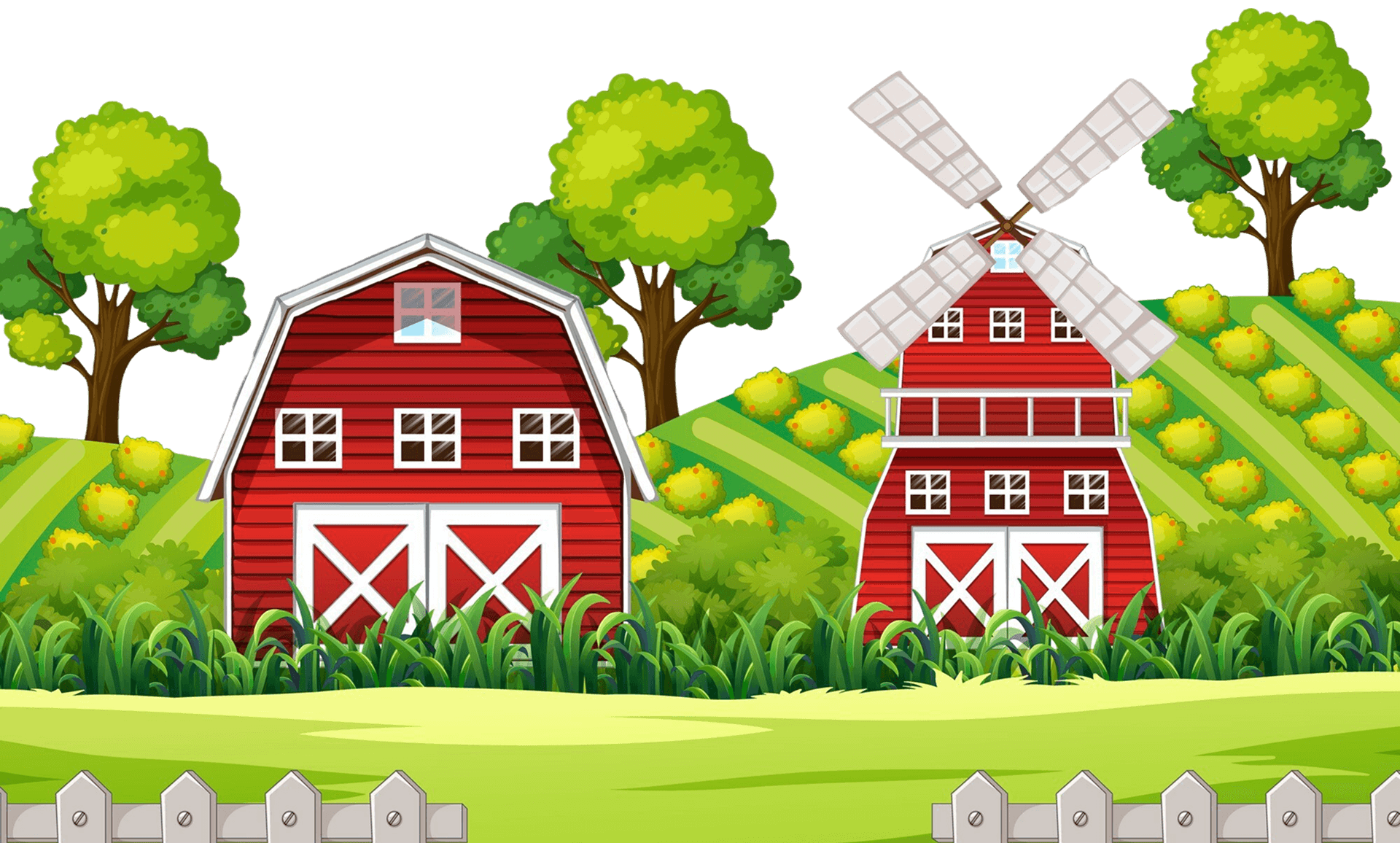 Farm Landscape with Barns